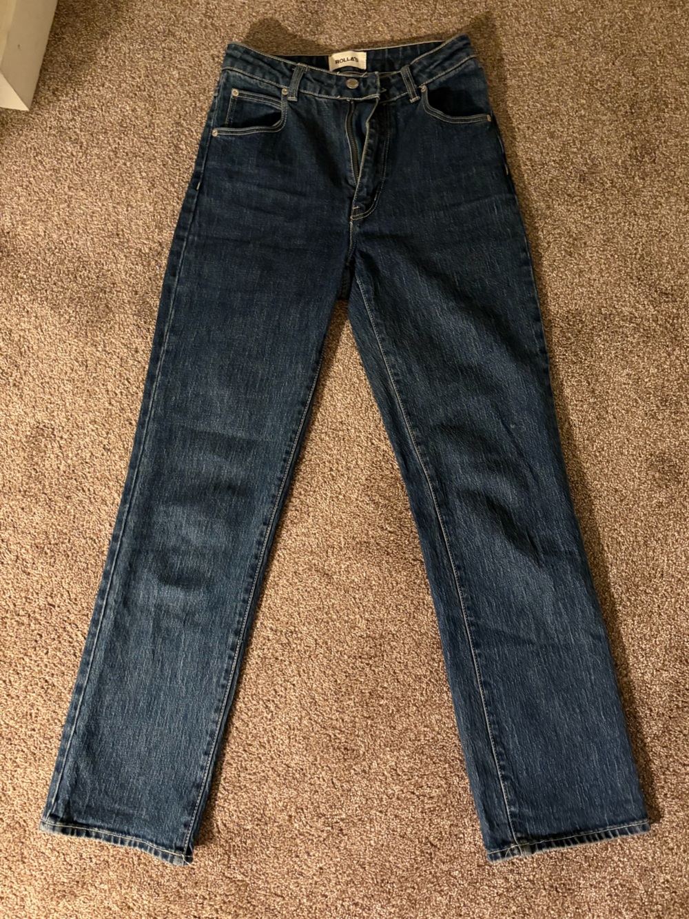 Dark Blue High Rise Straight-Leg Jeans